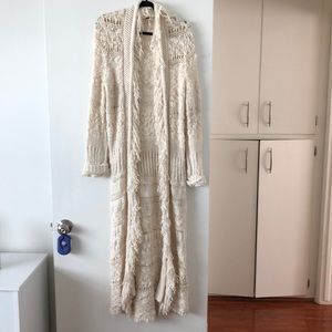 Open knit long cardi